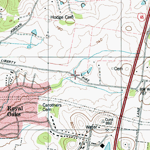 Topographic Map of Huffine Branch, TN