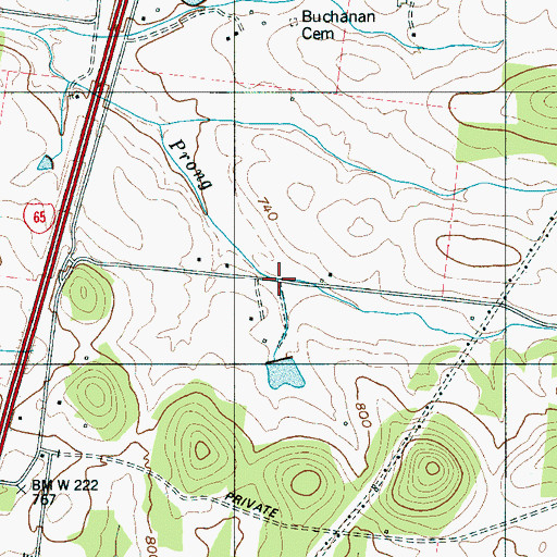 Topographic Map of Pickering Branch, TN