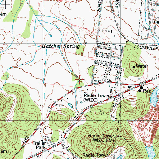 Topographic Map of Willoughby Branch, TN