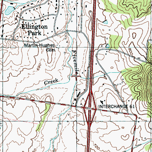Topographic Map of Martin-Hughes Branch, TN