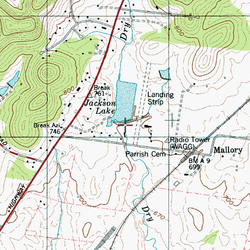 Topographic Map of Parrish Spring Branch, TN