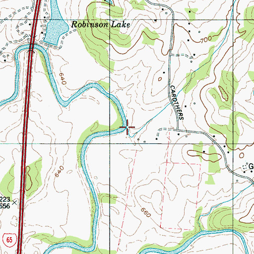 Topographic Map of Carothers Branch, TN