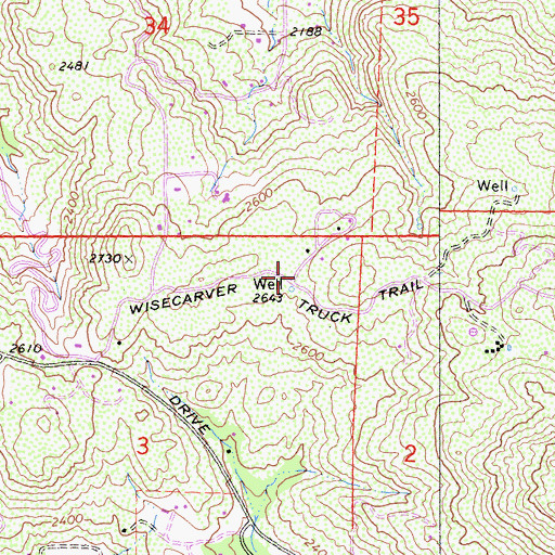 Topographic Map of Wisecarver Truck Trail, CA