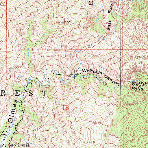 Topographic Map of Wolfskill Canyon, CA