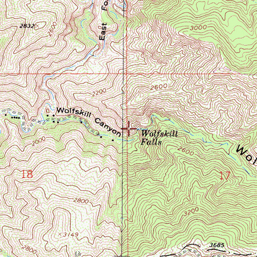 Topographic Map of Wolfskill Falls, CA