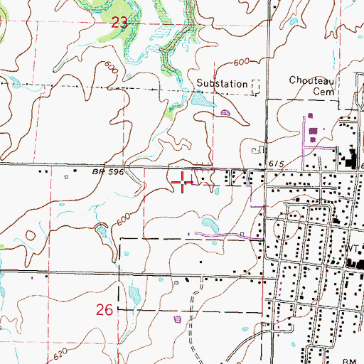 Topographic Map of Chouteau West Cemetery, OK