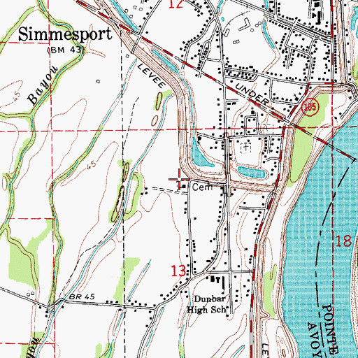 Topographic Map of Pilgrim Rest Baptist Church Cemetery, LA