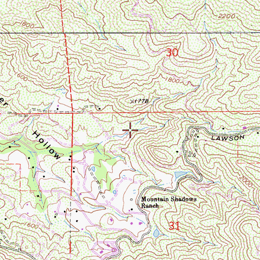 Topographic Map of Wood Valley, CA