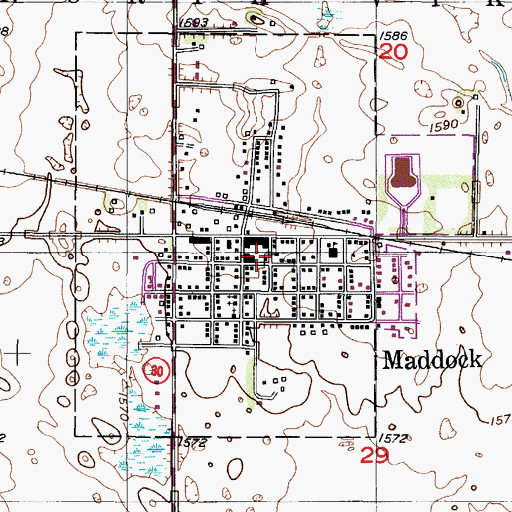 Topographic Map of Maddock Community Library, ND