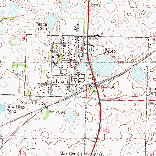 Topographic Map of Max Community Library, ND