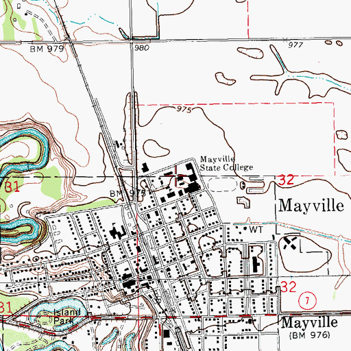Topographic Map of Byrnes-Quanbeck Library, ND