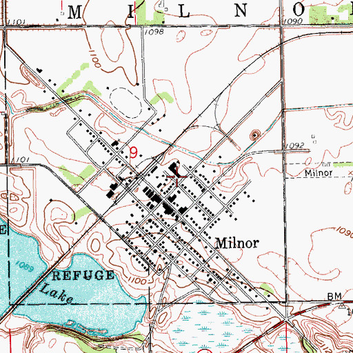 Topographic Map of Satre Memorial Library, ND