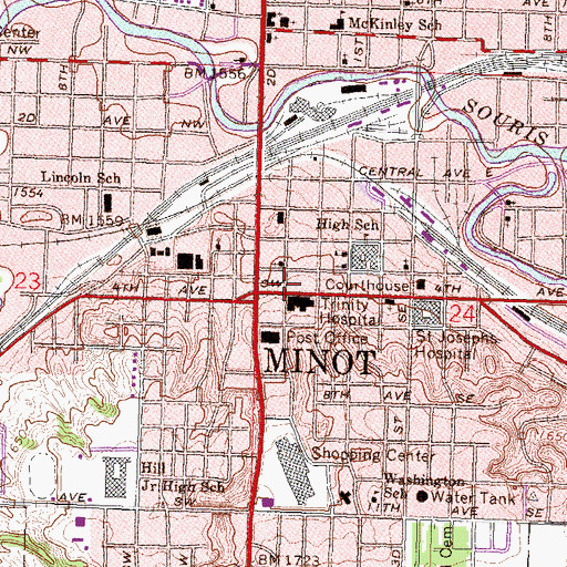 Topographic Map of A L Cameron Medical Library, ND