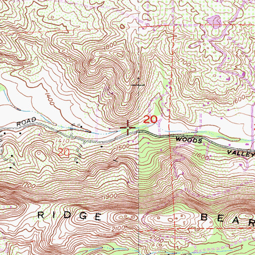 Topographic Map of Woods Valley, CA