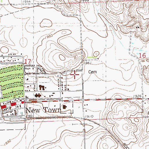 Topographic Map of Fort Berthold Community College Library, ND