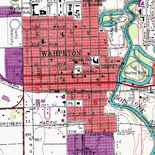 Topographic Map of Leach Public Library, ND