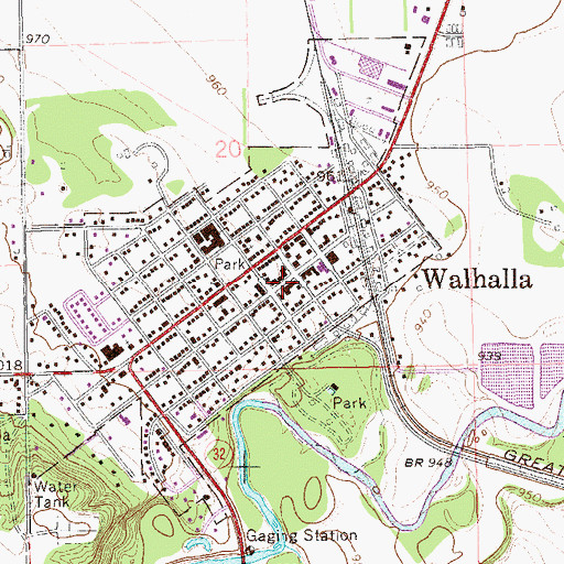 Topographic Map of Walhalla Public Library, ND