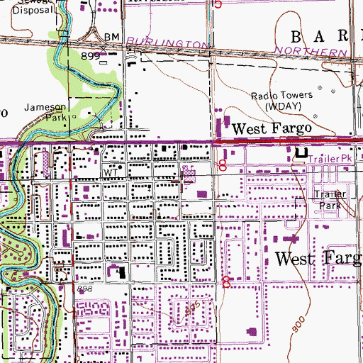 Topographic Map of West Fargo Public Library, ND
