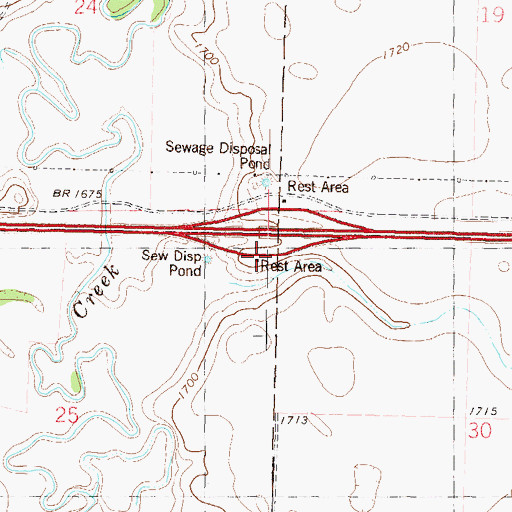 Topographic Map of Apple Creek East Bound Rest Area, ND