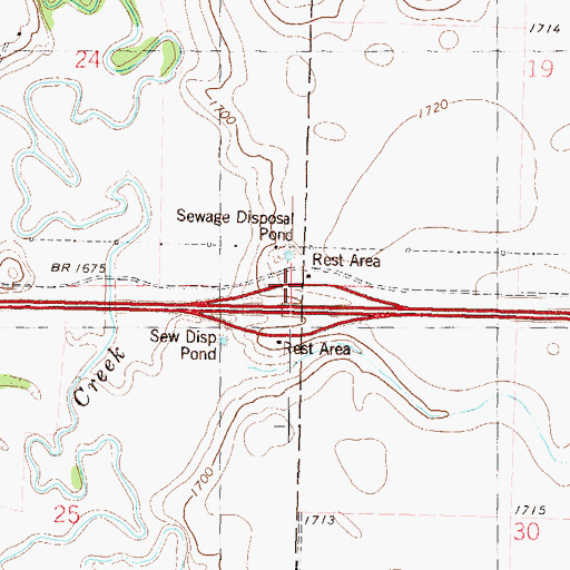 Topographic Map of Apple Creek West Bound Rest Area, ND