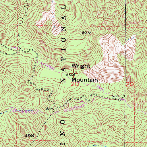 Topographic Map of Wright Mountain, CA
