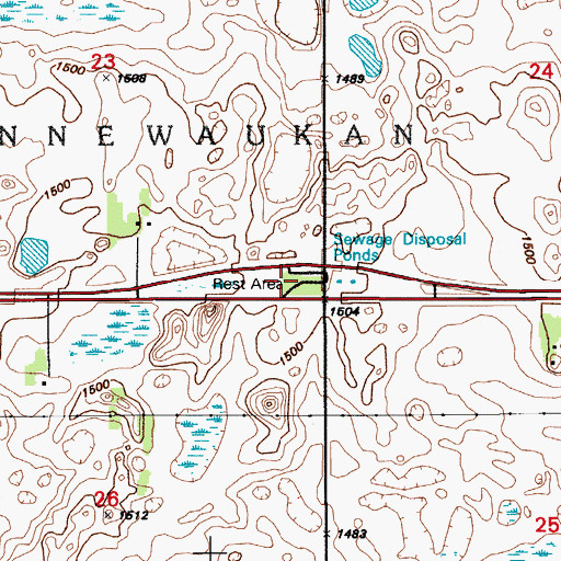Topographic Map of Crary/Heftie Rest Area, ND