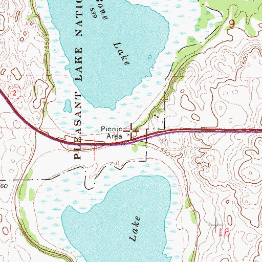 Topographic Map of Pleasant Lake Rest Area, ND