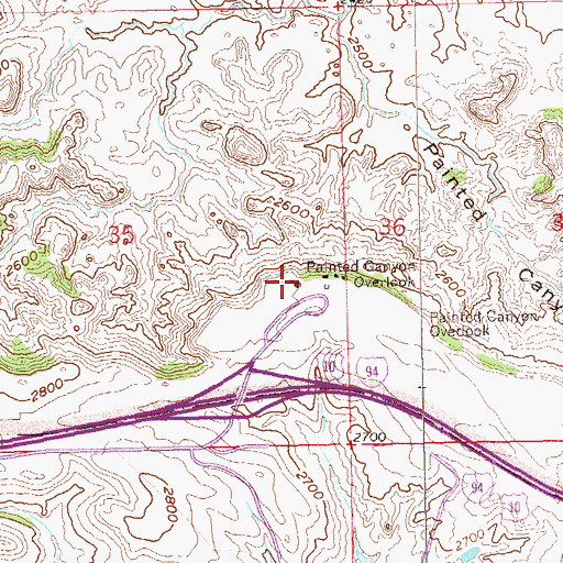 Topographic Map of Painted Canyon Rest Area, ND