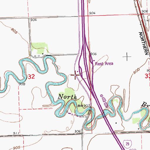 Topographic Map of Elm River South Bound Rest Area, ND