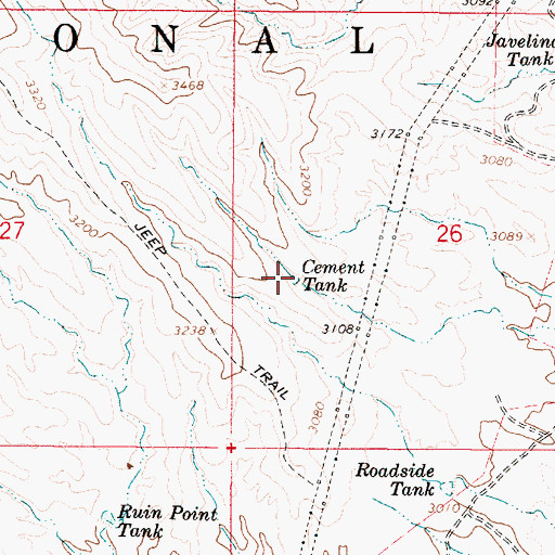 Topographic Map of Cement Tank, AZ