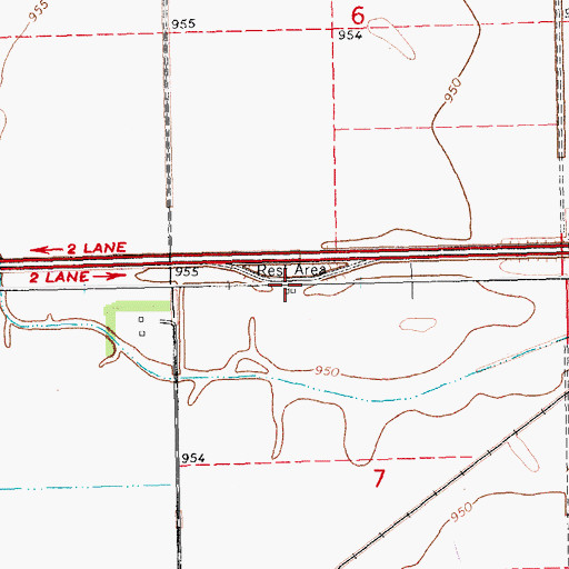 Topographic Map of Lynchburg East Bound Rest Area, ND