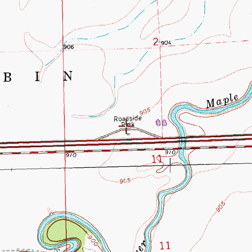 Topographic Map of Mapleton West Bound Rest Area, ND