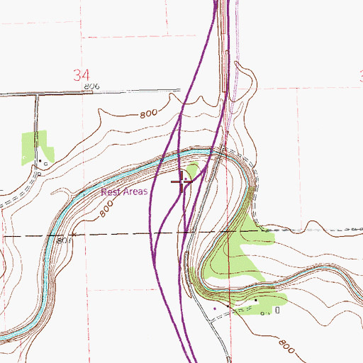 Topographic Map of Alexander Henry Rest Area, ND