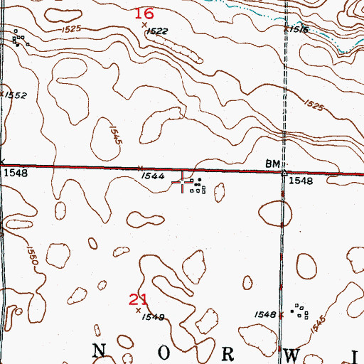 Topographic Map of Norwich Rest Area, ND