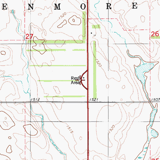 Topographic Map of Edgeley Rest Area, ND