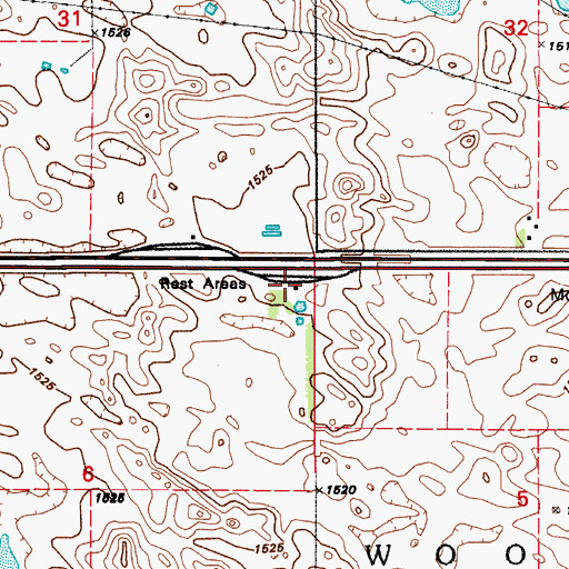 Topographic Map of Jamestown East Bound Rest Area, ND