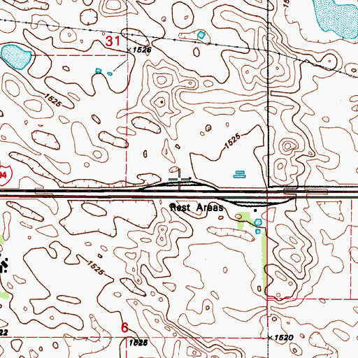 Topographic Map of Jamestown West Bound Rest Area, ND