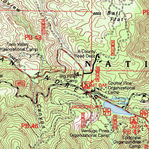 Topographic Map of Y M C A Camp, CA