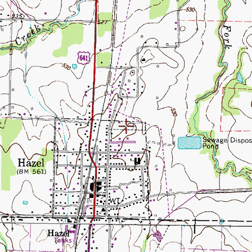 Topographic Map of Hazel Cemetery, KY