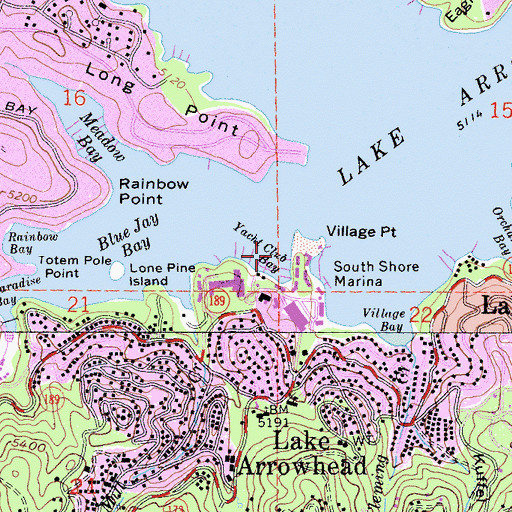 Topographic Map of Yacht Club Bay, CA