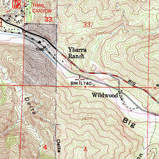 Topographic Map of Ybarra Canyon, CA
