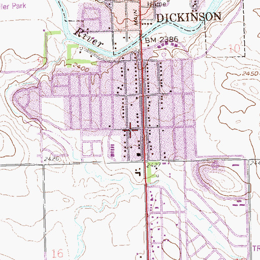 Topographic Map of Dickinson Rural Fire District Station, ND