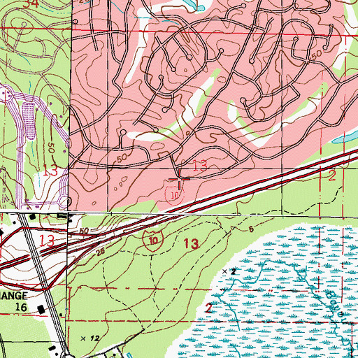 Topographic Map of City of Diamondhead, MS