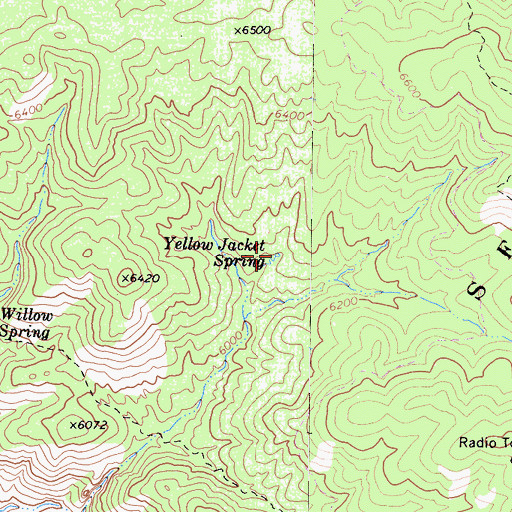Topographic Map of Yellow Jacket Spring, CA