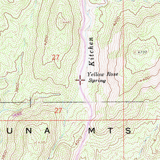 Topographic Map of Yellow Rose Spring, CA