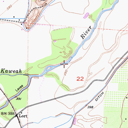 Topographic Map of Yokohl Creek, CA