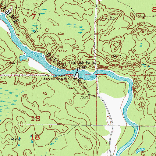 Topographic Map of Michigamme Falls (historical), MI