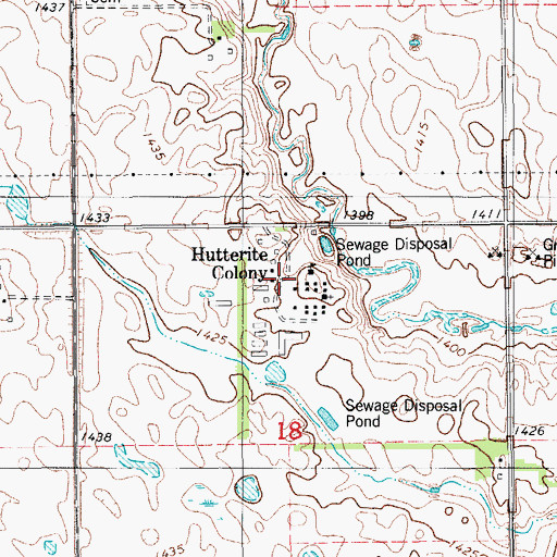Topographic Map of Fairview Colony, ND