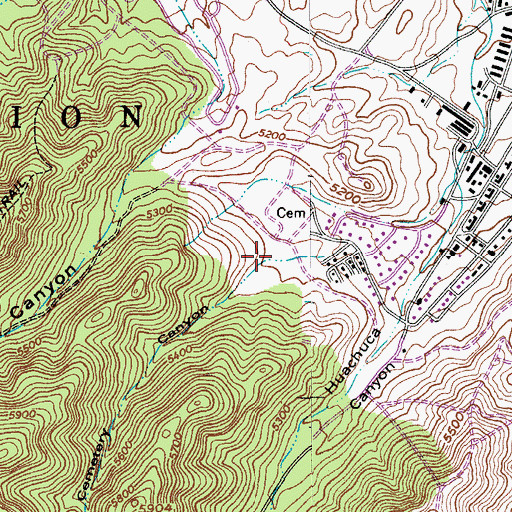 Topographic Map of Cemetery Canyon, AZ