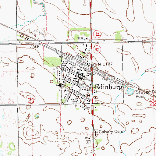 Topographic Map of Edinburg Community Center, ND